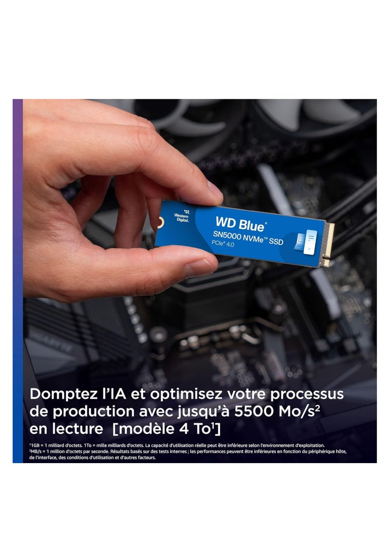 WD Blue SN5000 NVMe Internal Solid State Drive SSD - PCIe Gen 4.0, M.2 2280, Up to 5,150 MB/s - 2 TB - Image 2