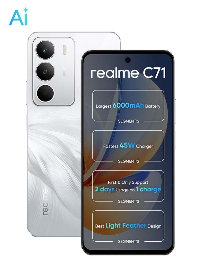 ريل مي C71 دوال شريحة بيضاء بجعة 6 جيجابايت رام 128 جيجابايت 4G - نسخة الشرق الأوسط - Image 1