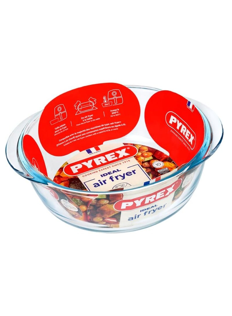 PYREX Air Fryer Round Dish 1L – Heat-Resistant Glass Bakeware for Healthy Cooking 1Liters - Image 2