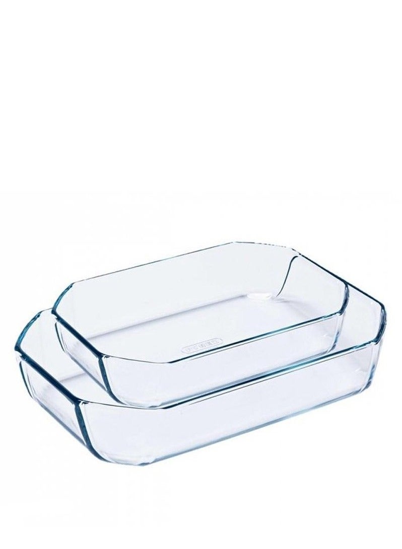 PYREX Inspiration Rectangular Roasters Set of 2 – 2.5L & 3.2L Borosilicate Glass Roasters for Oven-to-Table Serving 3.2Liters - Image 2