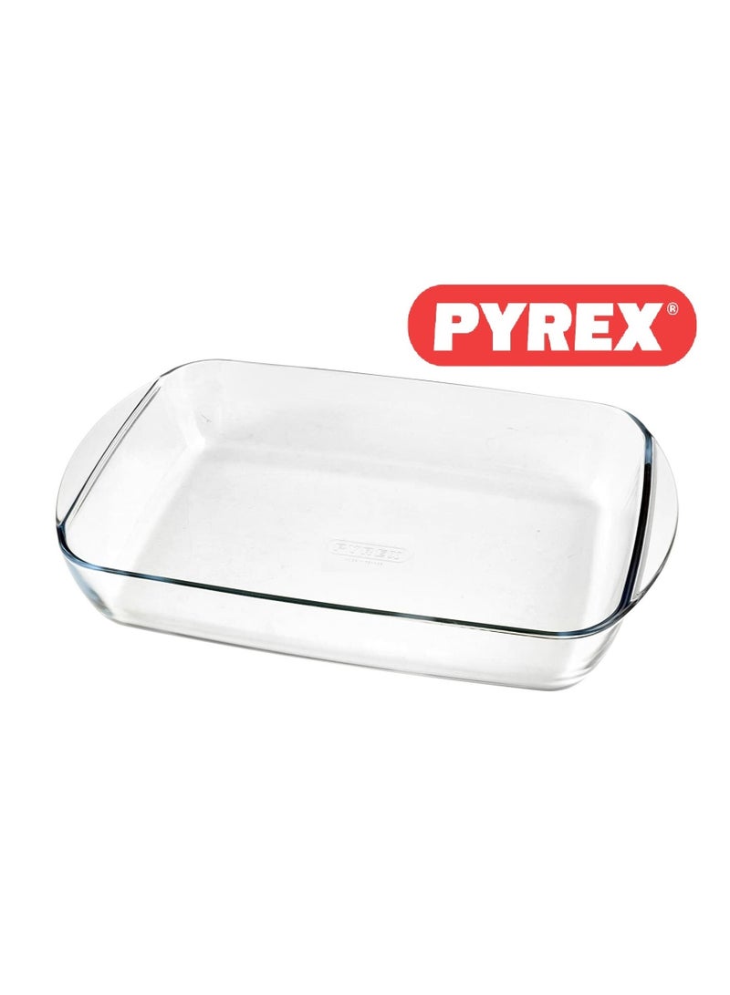 PYREX Essentials Rectangular Roaster 2.6L – Versatile and Durable Kitchen Essential clear 34cm - Image 1