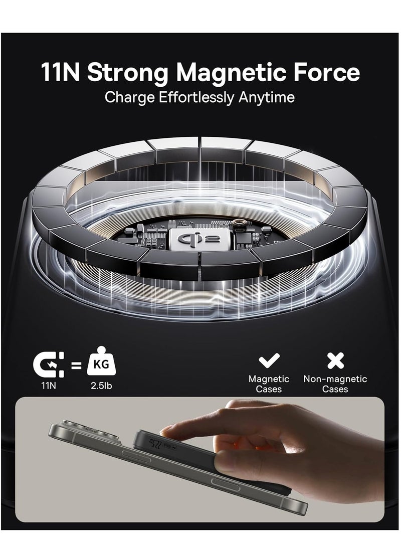 بيسوس 10000 mAh MagSafe Power Bank 10000mAh – Qi2 Certified Magnetic Wireless Power Bank with 15W Fast Charging, 22.5W USB-A & 20W USB-C PD Output, Compact Battery Pack for iPhone 12/13/14/15/16 Series, Samsung & More, Mobile Phone Charger, 2024 Version, Airline Approved (White) 10000mAh Airpow2 Qi2- White - Image 5