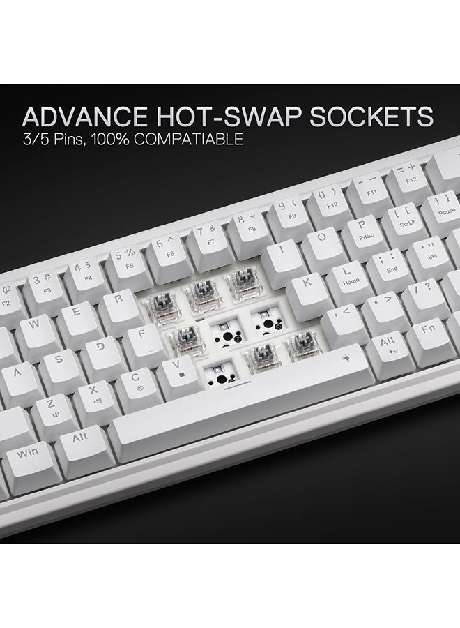 REDRAGON K709 65% Wired Gasket RGB Gaming Keyboard, 68 Keys Hot-Swap Compact Mechanical Keyboard w/Free-Mod Socket, 3-Layer Noise Dampening & Dedicated Arrow Keys, Quiet Custom Linear Switch - White - Image 4