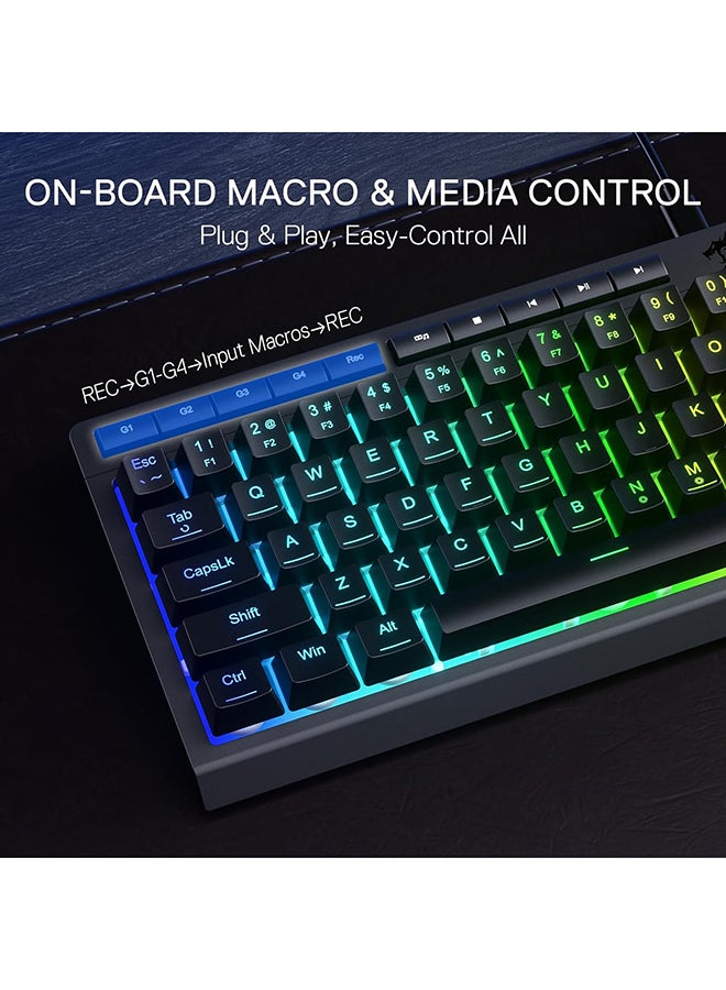 REDRAGON K522 60% Wired RGB Membrane Gaming Keyboard, Compact 61 Keys Linear Mechanical-Feel Switch Keyboard w/ 4 Extra On-Board Macro Keys & Media Control Keys - Image 4