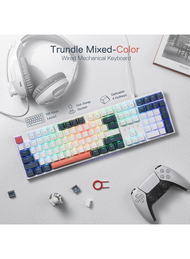REDRAGON K668 Mechanical Keyboard, RGB, Wired, Red Switches, White, Mixed Color - Image 2