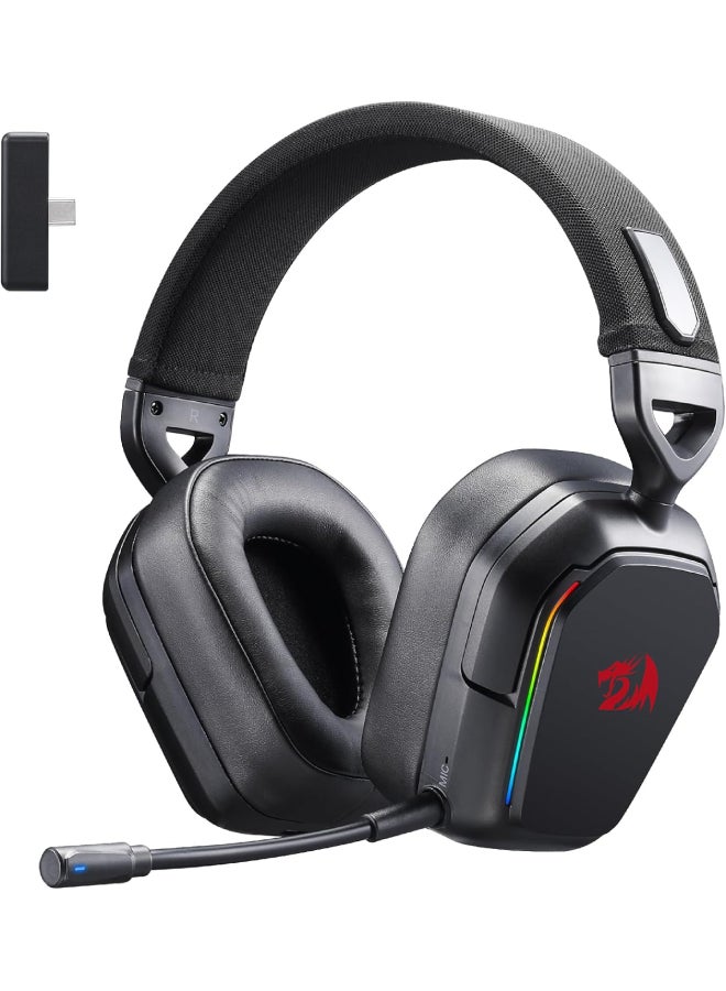 REDRAGON Mira H868 3-Mode Wireless RGB Gaming Headset, 7.1 Surround Sound, 40 mm Driver, Leather Foam Ear Pads, Noise Cancelling Microphone, Over-Ear Headphones for Mobile Phone, PC/PS5/XBOX/NS - Black - Image 1