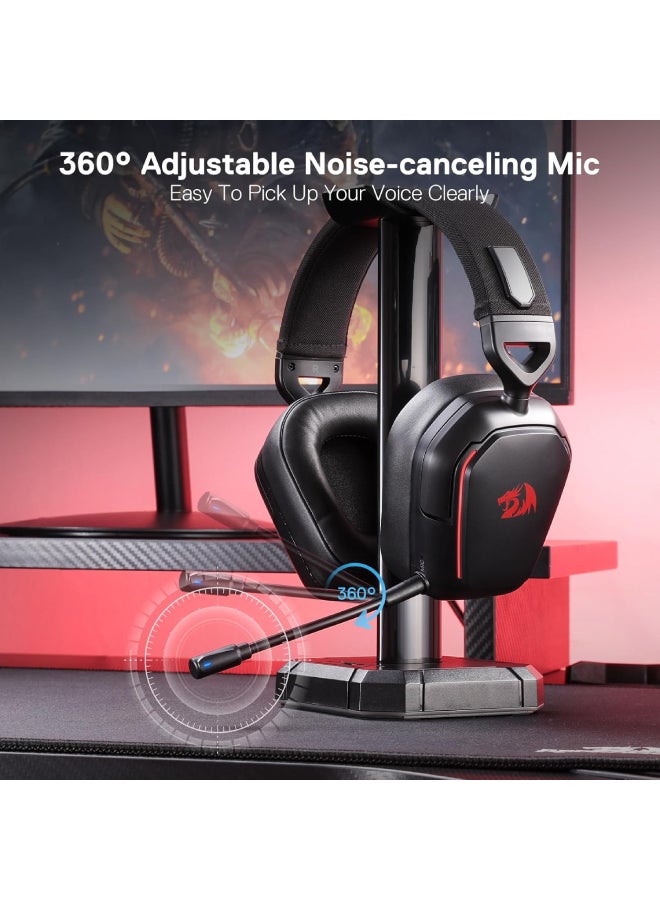 REDRAGON Mira H868 3-Mode Wireless RGB Gaming Headset, 7.1 Surround Sound, 40 mm Driver, Leather Foam Ear Pads, Noise Cancelling Microphone, Over-Ear Headphones for Mobile Phone, PC/PS5/XBOX/NS - Black - Image 4