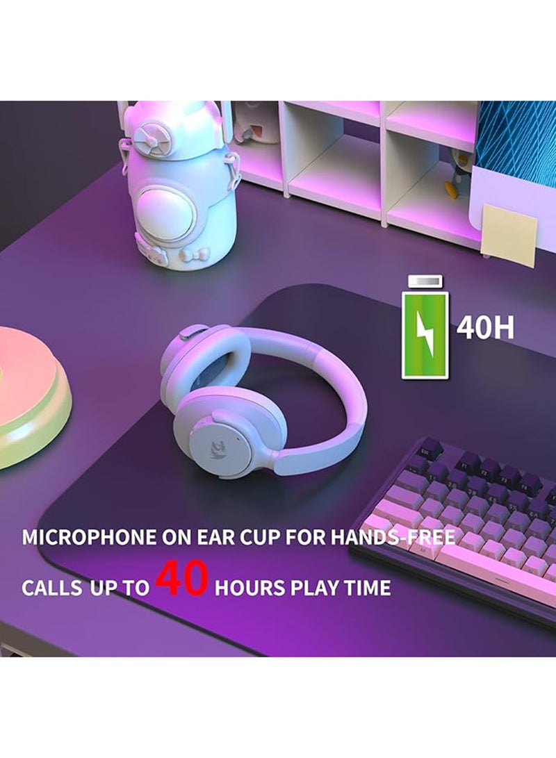 REDRAGON H610 Wireless Gaming Headset for PS5, PS4, PC, Mac, NS - BT 5.3 with ANC Noise Cancellation, 50H Battery, Lightweight, Over-Ear Headphones with Built-in Mic, White - Image 5
