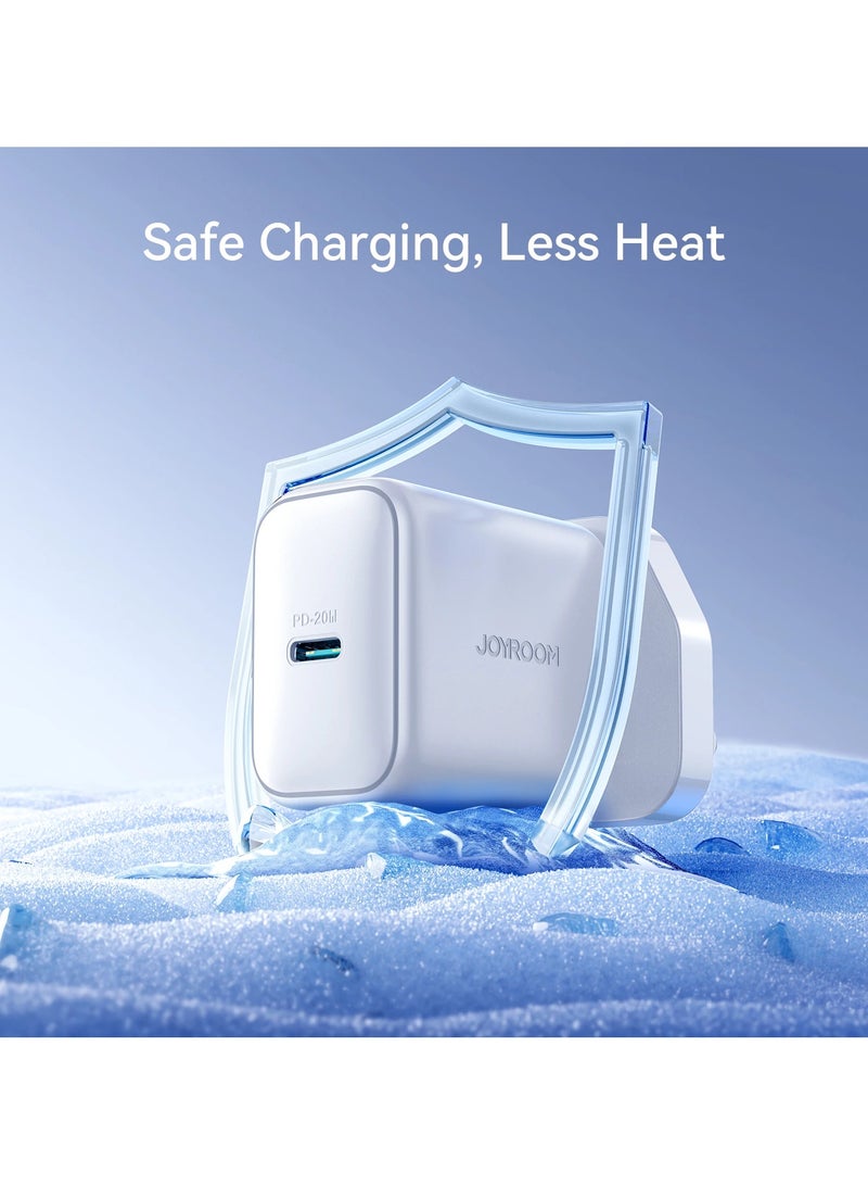 JOYROOM 20W USB-C Fast Charger with Fast charging USB C TO C cable| PD & QC3.0 Support, iPhone 15 14 13 12 Series to 70% in 30min, Galaxy S24 S23 S22, Pixel, iPad, Safe & Low Heat Charging white - Image 3
