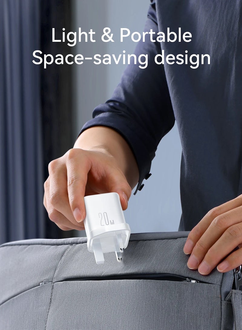 JOYROOM 20W USB-C Fast Charger with Fast charging USB C TO C cable| PD & QC3.0 Support, iPhone 15 14 13 12 Series to 70% in 30min, Galaxy S24 S23 S22, Pixel, iPad, Safe & Low Heat Charging white - Image 5