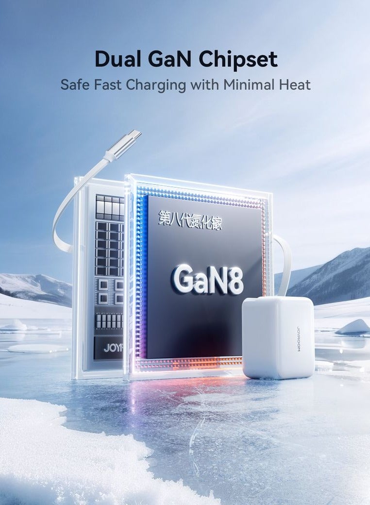 جوي روم محول شاحن سريع 67 واط GaN مع كابل USB-C قابل للسحب – شحن فائق السرعة، 50% في أقل من 30 دقيقة، دعم مزدوج المنفذ PD3.0/PPS لجهاز iPhone 16 وما دونه، Samsung S25 وما دونه، iPad، MacBook والمزيد | حماية 8 نقاط أمان - Image 5