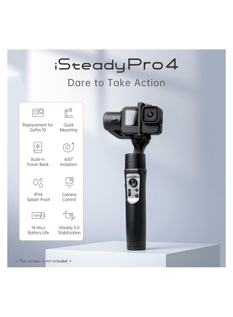 هوهم جيمبال كاميرا الحركة، iSteady Pro 4 جيمبال يدوي ثلاثي المحاور لكاميرات الرياضة مع تحكم لاسلكي مقاوم للماء بديل لجوبرو 11 10 9 8 7 6 5 4 3 أوسمو أكشن إنستا360 ون آر - Image 3