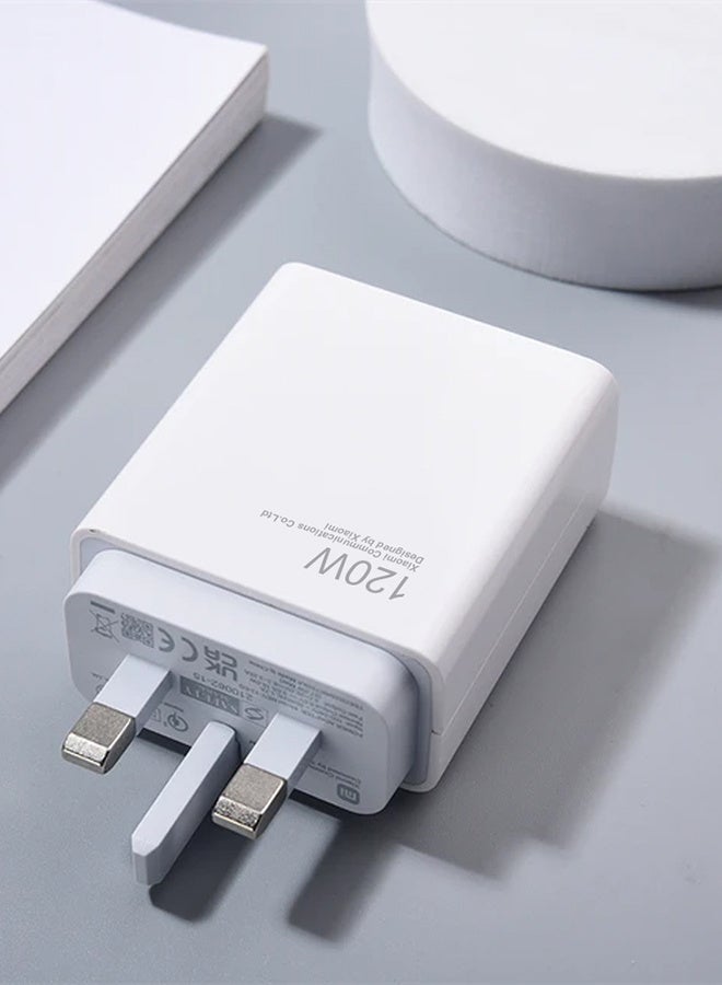 Xiaomi 120W HyperCharge Adapter Fast Charging Adapter 3Pins - Redmi 12 Pro Wall Charger with Cable Type-C Model MDY-12-PRO, White-R120 - Image 5