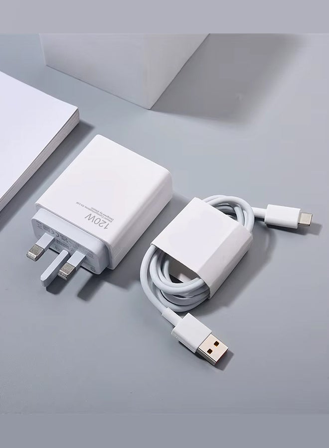 Xiaomi 120W HyperCharge Adapter Fast Charging Adapter 3Pins - Redmi 12 Pro Wall Charger with Cable Type-C Model MDY-12-PRO, White-R120 - Image 4