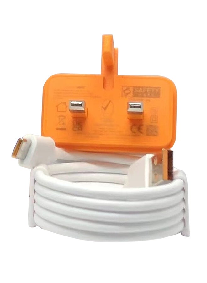 OPPO 100W Super VOOC Wall Charger (VCB8JACH) – Official Adapter for Reno 10 Series | 3-Pin UAE Plug | USB-C Cable Included - White/Orange-R100  - Image 5