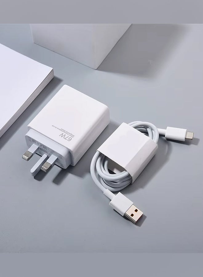 Xiaomi 67W Fast Charging Adapter 3Pins - Redmi 11 Pro Wall Charger with Cable Type-C - White-R67 - Image 4
