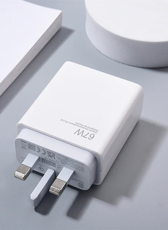 Xiaomi 67W Fast Charging Adapter 3Pins - Redmi 11 Pro Wall Charger with Cable Type-C - White-R67 - Image 5