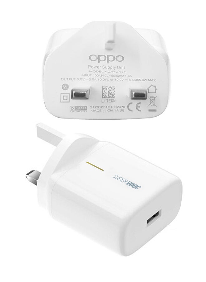 OPPO 65W Super VOOC Wall Charger (VCA7GAYH) – Official Adapter for Reno 8 | 3-Pin UAE Plug | USB-C Cable Included - White-R8  - Image 4