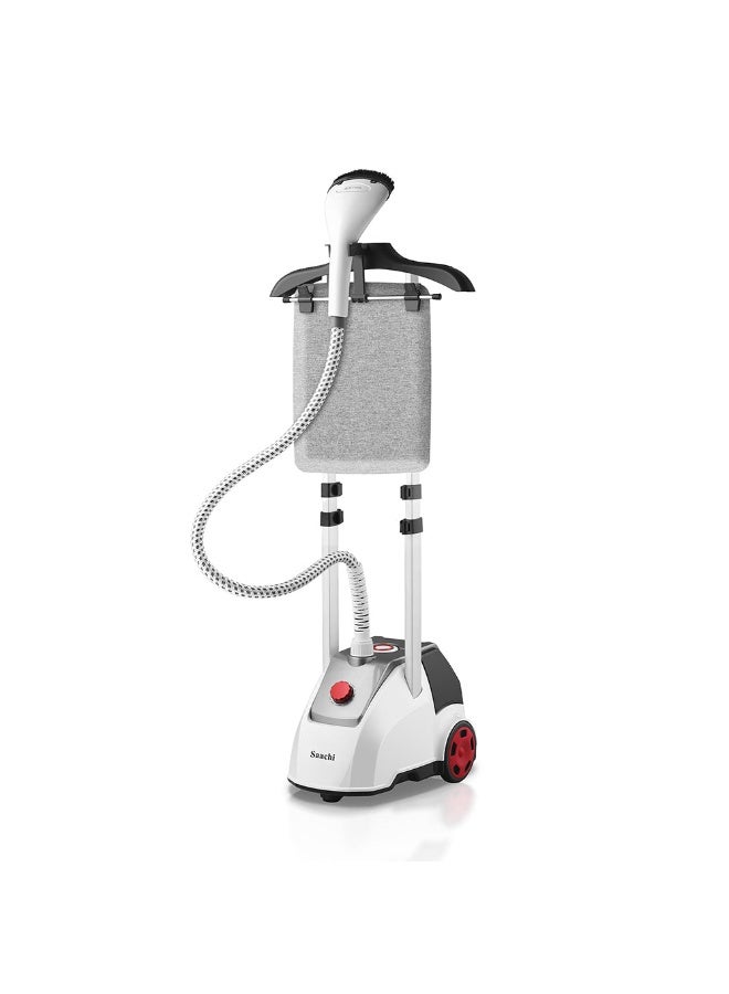 Saachi Garment Steamer 2.5L Tank, Ironing Board, 11 Steam Levels, 60 Min Steam Time, Telescopic Stand with Dual Poles 2.5 L 2000 W NL-VGS-1112-WH White - Image 1