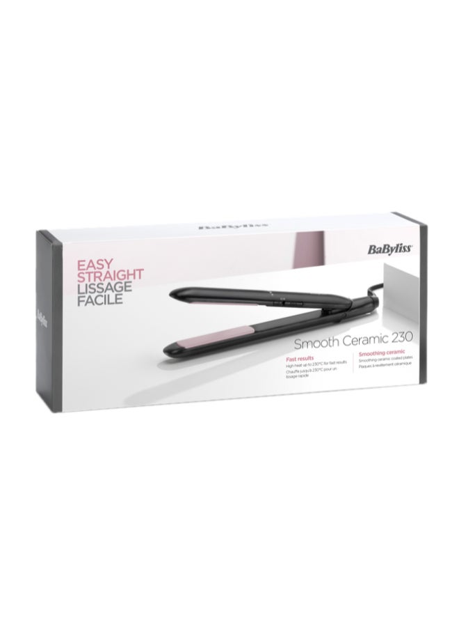 BaByliss Smooth Ceramic Hair Straightener with 200°C High Heat | Fast Heat-Up | Lightweight Design | Floating Plates for Sleek and Shiny Styling – For All Hair Types - ST241SDE black - Image 2