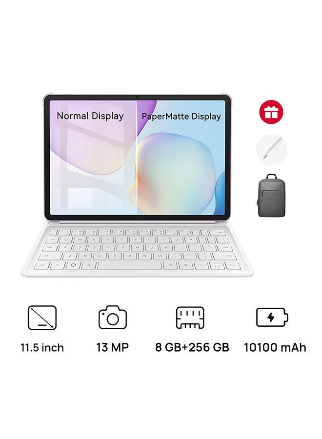 هواوي تابلت ميت باد 11.5 إصدار 2025 بلون بنفسجي ورق مات مع واي فاي 8 جيجابايت رام + 256 جيجابايت نسخة الشرق الأوسط مع لوحة مفاتيح مجانية + قلم M + حقيبة ظهر - Image 1