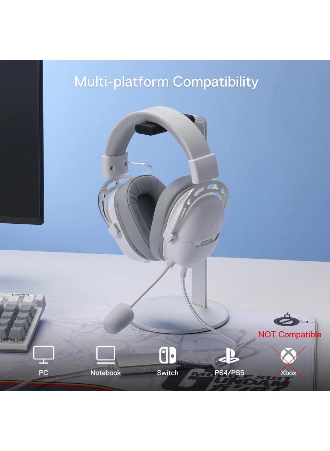 REDRAGON H376 Aurora Wired Gaming Headset, 7.1 Surround Sound Over-Ear Headphone w/40 MM Audio Drivers, Advanced EQ Mode, 240g Lightweight, Cozy Memory Foam Pads, USB Powered for PC/PS4/NS - White - Image 4