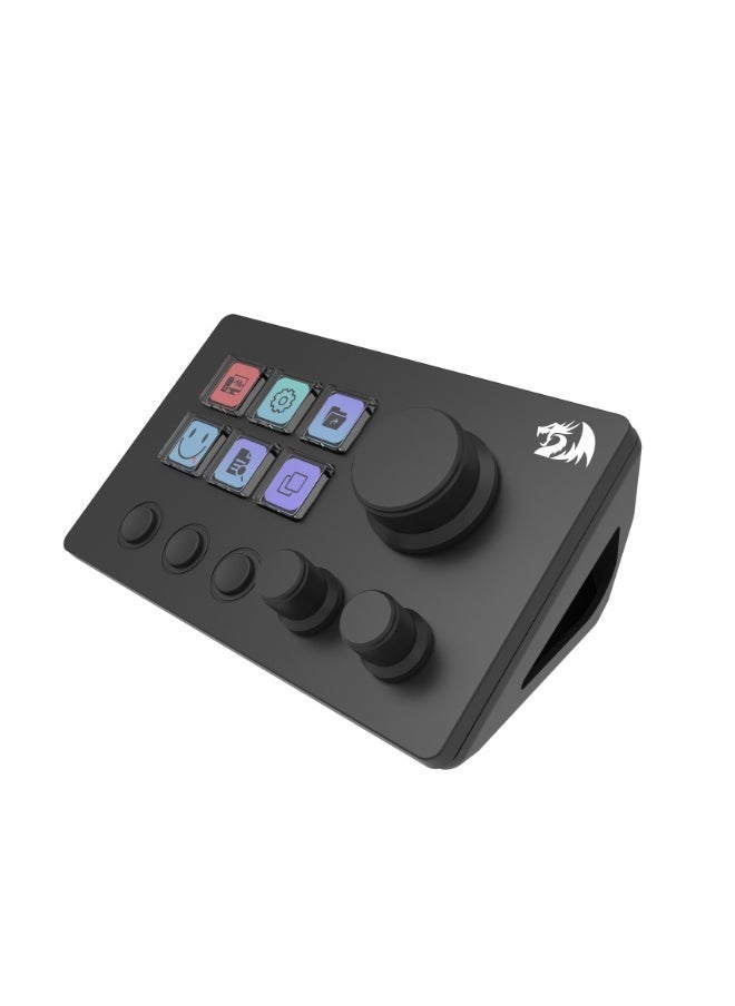 REDRAGON Skyrider SS-551 Smart Streaming Control Panel – Professional Stream Deck with 6 Programmable LCD Buttons and 3 Multi-Function Knobs, Quick and Convenient Control of Software and Apps – Ideal for Content Creators and Live Streamers - Image 1