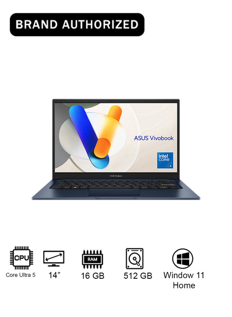 ASUS Vivobook 14 Laptop With 14-Inch Display, Core 5 120U Processor/16GB RAM/512GB SSD/Intel UHD Graphics/Windows 11 Home English blue - Image 1