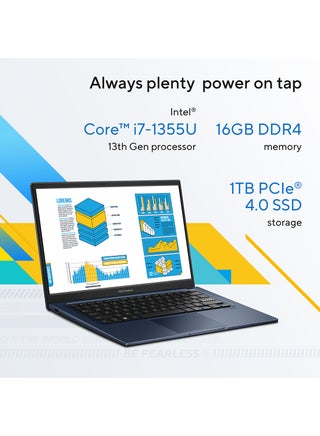 لابتوب فيفو بوك 14 بشاشة 14 بوصة، مع معالج كور i7-1355U/ذاكرة RAM سعة 16 جيجابايت/قرص SSD سعة 1 تيرابايت/رسومات إنتل UHD/ويندوز 11 هوم - view 5