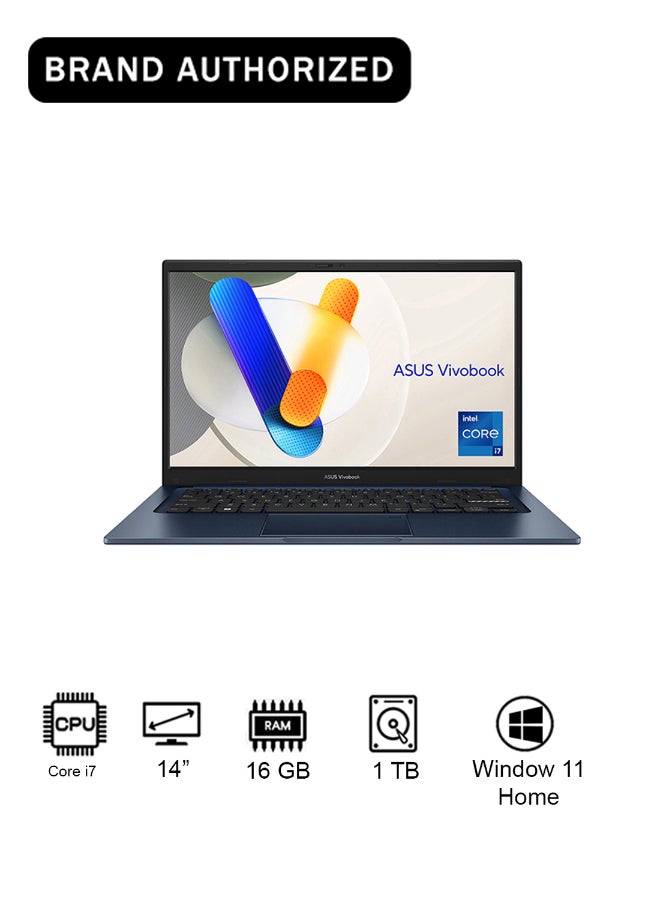 ASUS Vivobook 14 Laptop With 14-Inch Display, Core i7-1355U Processor/16GB RAM/1TB SSD/Intel UHD Graphics/Windows 11 Home Arabic blue - Image 1