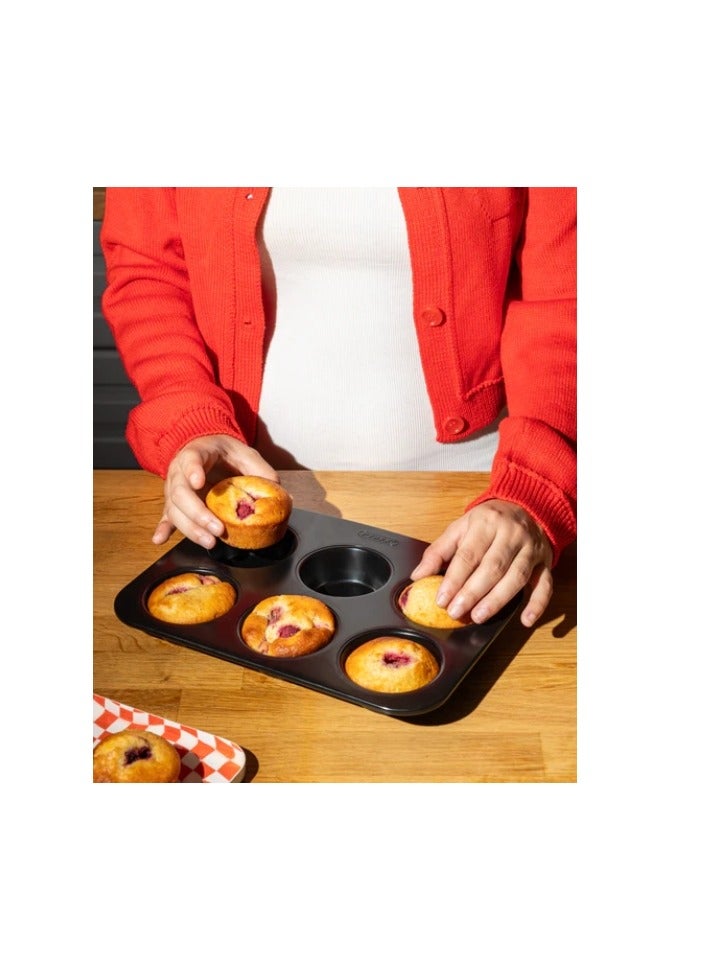 بيريكس Pyrex Glide 6-Cup Muffin Tray – PFAS-Free Non-Stick Bakeware for Perfect Muffins & Cupcakes Black 27X20.5X3cm  - Image 4
