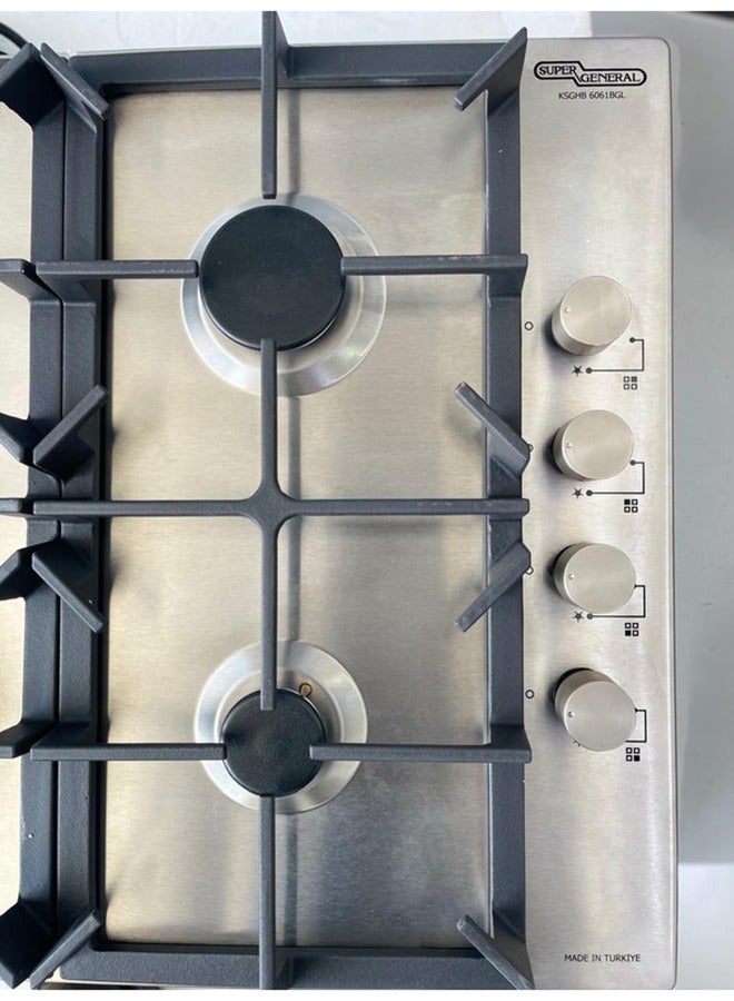 Super General 4 Burner Built-In 60x60 Cooktop Gas Hob With Full Safety And Auto Ignition, Matt Inox Color, Stainless Steel, KSGHB6061BGL, 2 Years Warranty. KSGHB6061BGL MATT INOX - Image 3