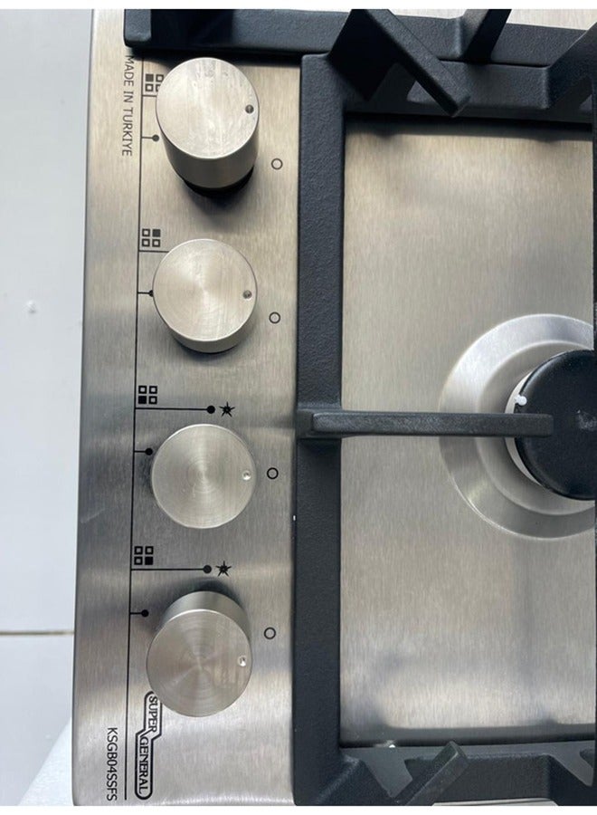 Super General 4 Burner Built-In 60x60 Cooktop Gas Hob With Full Safety And Auto Ignition, Matt Inox Color, Stainless Steel, KSGHB04SSFS, 2 Years Warranty. KSGB04SSFS MATT INOX - Image 3