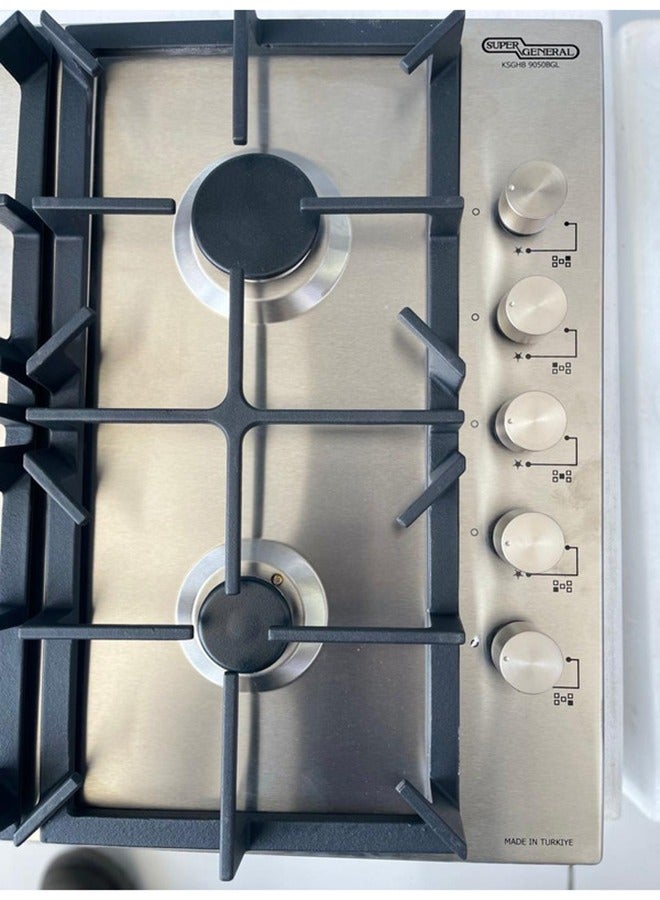 Super General 5 Burner Built-In 90x60 Cooktop Gas Hob With Full Safety And Auto Ignition, Matt Inox Color, Stainless Steel, KSGHB9050BGL, 2 Years Warranty. KSGHB9050BGL MATT INOX - Image 2
