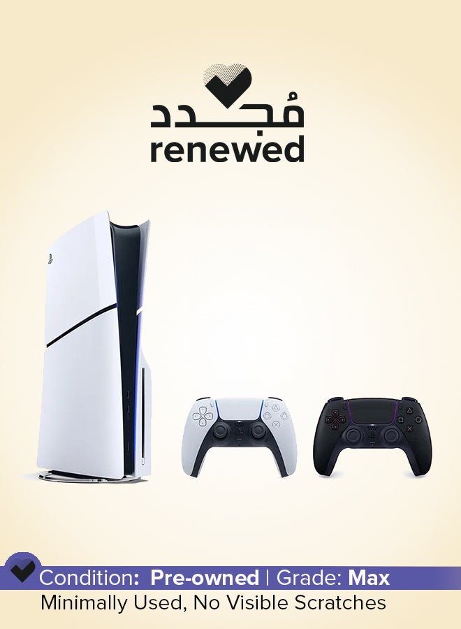 Sony Renewed - PlayStation 5 Slim Console Disc Version With Extra Black Controller - Image 1