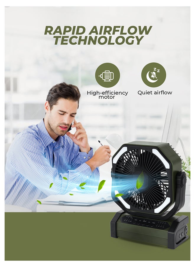 جيباس مروحة قابلة للشحن بحجم 8 بوصات مع بطارية 10000 مللي أمبير | 30 ساعة تشغيل | ضوء LED، تحكم عن بعد، دوران، شحن USB | مروحة طاولة محمولة AC/DC للاستخدام المنزلي، المكتبي، الخارجي والطوارئ | GF21220 - Image 4