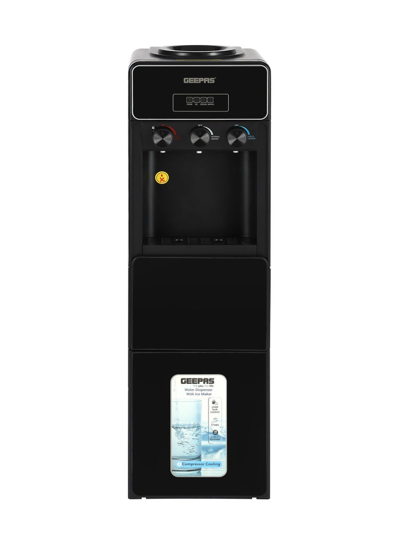 جيباس Water Dispenser with Ice Maker | 3 Taps Hot, Cold & Normal 630 W |  2-in-1 Function, 10kg Ice Capacity | Stainless Steel Tank, Child Lock  | GIM17042 Black GIM17042 Black  - Image 2