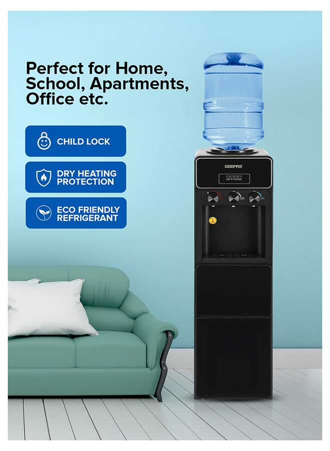 جيباس Water Dispenser with Ice Maker | 3 Taps Hot, Cold & Normal 630 W |  2-in-1 Function, 10kg Ice Capacity | Stainless Steel Tank, Child Lock  | GIM17042 Black GIM17042 Black - Image 3