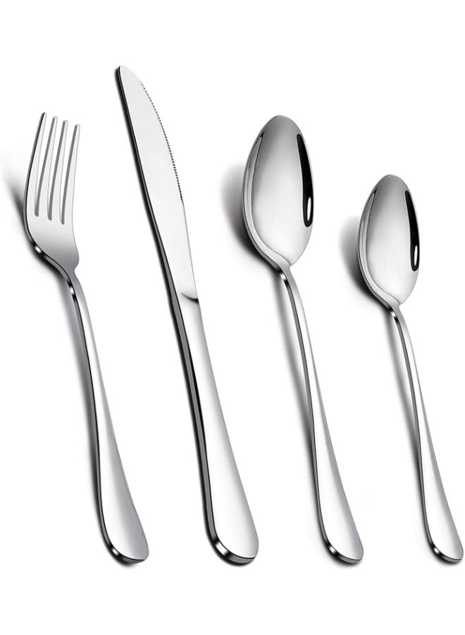 Home Care Cutlery Set, Stainless Steel 24 Piece Cutlery Set for 6 People, Flatware Silverware Set with Knife Fork Spoon, Elegant Tableware for Daily Use/Christmas, Mirror Finished. Dishwasher Safe Silver - Image 1