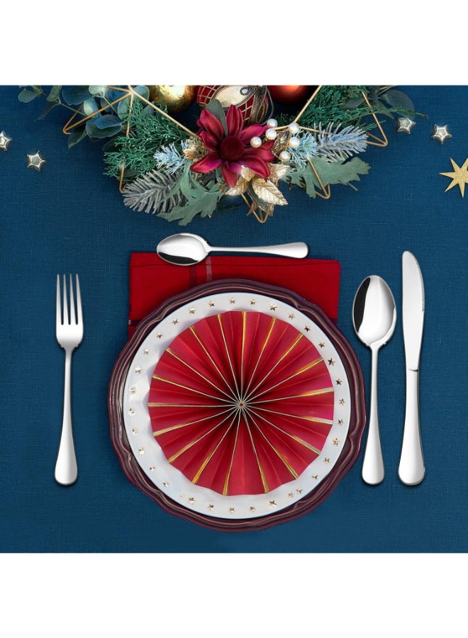 Home Care Cutlery Set, Stainless Steel 24 Piece Cutlery Set for 6 People, Flatware Silverware Set with Knife Fork Spoon, Elegant Tableware for Daily Use/Christmas, Mirror Finished. Dishwasher Safe Silver - Image 5