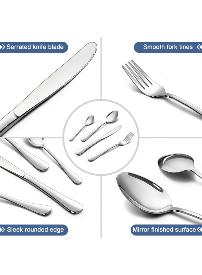 Home Care Cutlery Set, Stainless Steel 24 Piece Cutlery Set for 6 People, Flatware Silverware Set with Knife Fork Spoon, Elegant Tableware for Daily Use/Christmas, Mirror Finished. Dishwasher Safe Silver - Image 2