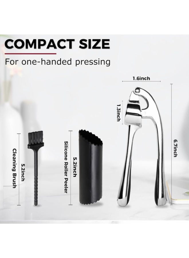 هوم كير عصارة ثوم متميزة، مجموعة مفرمة ثوم مع قشارة سيليكون وفرشاة تنظيف، سهلة الضغط والتنظيف، مقاومة للصدأ وآمنة في غسالة الصحون، كسارة زنجبيل احترافية فعالة - Image 4