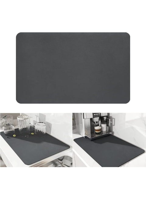 Dish Drying Diatomaceous Earth Mat, Absorbent Drip Protector Drainer, Coffee Bar Pad, Sink Draining Board Mat (24* 15.75 inch) for Kitchen, Bathroom, Toilet Counter Top– Dark Grey Dark Grey