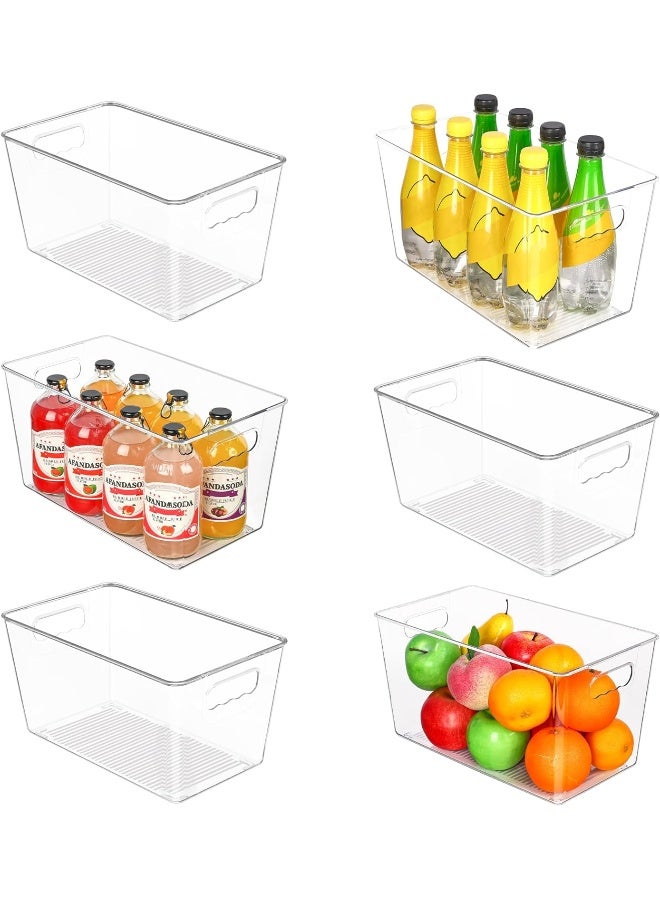 هوم كير 6 Pack Clear Plastic Storage Bins, Pantry Organizer Containers with Handle for Refrigerator, Fridge, Cabinet, Kitchen, Countertops, Cupboard, Home Organization, XL Transparent - Image 1