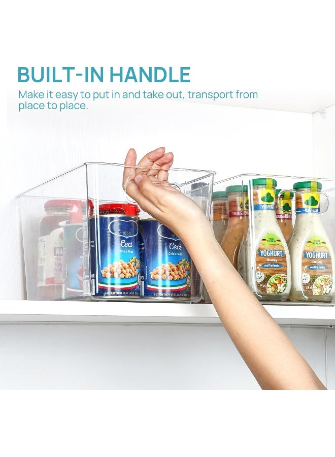 هوم كير 6 Pack Clear Plastic Storage Bins, Pantry Organizer Containers with Handle for Refrigerator, Fridge, Cabinet, Kitchen, Countertops, Cupboard, Home Organization, XL Transparent - Image 4