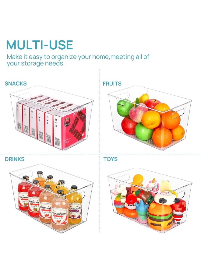 هوم كير 6 Pack Clear Plastic Storage Bins, Pantry Organizer Containers with Handle for Refrigerator, Fridge, Cabinet, Kitchen, Countertops, Cupboard, Home Organization, XL Transparent - Image 5
