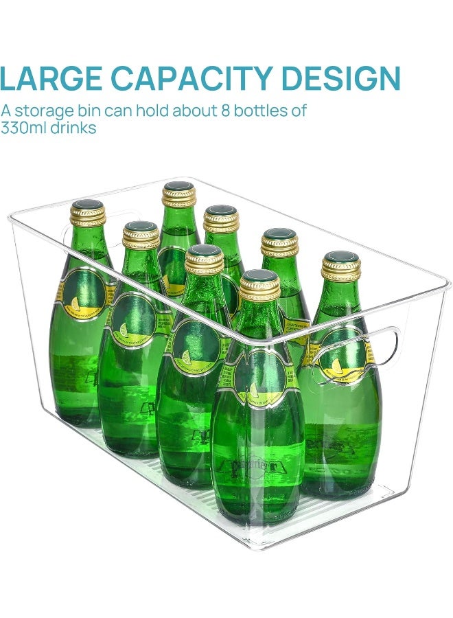 هوم كير 6 Pack Clear Plastic Storage Bins, Pantry Organizer Containers with Handle for Refrigerator, Fridge, Cabinet, Kitchen, Countertops, Cupboard, Home Organization, XL Transparent - Image 3