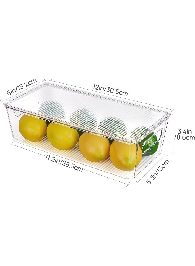 هوم كير 4 PCS Clear Organizers and Storage Bins with Lids, Stackable Plastic Containers Boxes with Handles for Fridge, Freezer, Pantry, Cabinet, Kitchen Organization Clear - Image 2