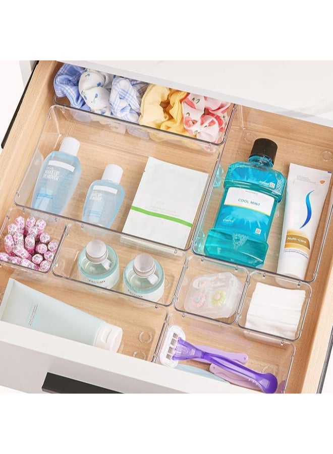 هوم كير مجموعة منظم الأدراج البلاستيكية الشفافة 15 قطعة، 4 أحجام متعددة الاستخدامات لمنظمات الحمام ومكتب التجميل لمستحضرات التجميل، غرفة النوم، المطبخ والمكتب - Image 3