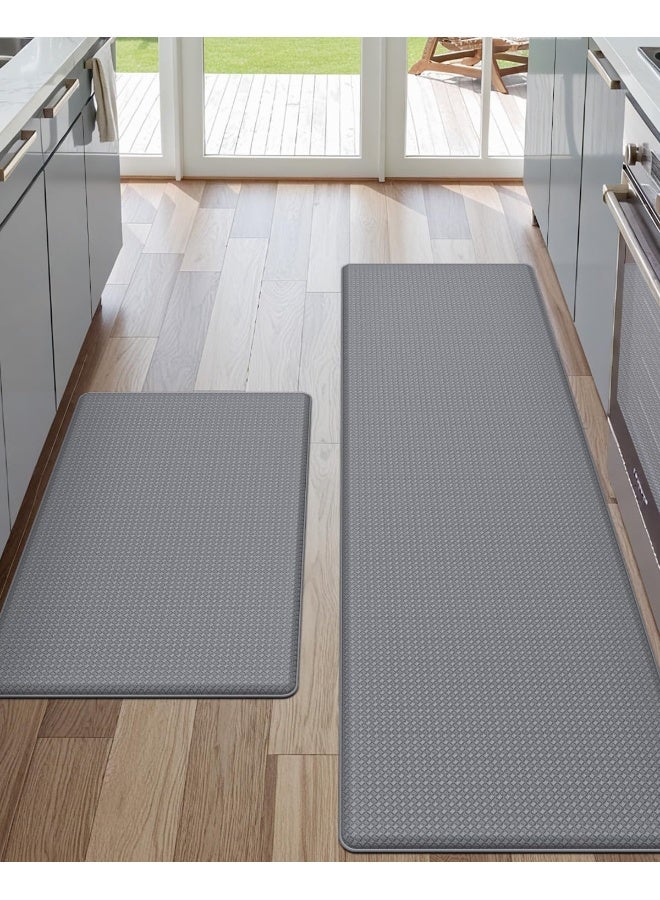 Home Care Kitchen Anti Fatigue Rugs and Floor Mats Cushioned Comfort Runner Standing, Set of 2,17"x29"+17"x59" Grey - Image 1